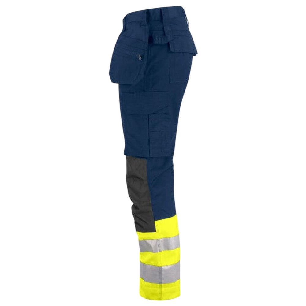 Yellow-Navy - Side - Projob Mens Prio 6534 Class 1 Work Trousers