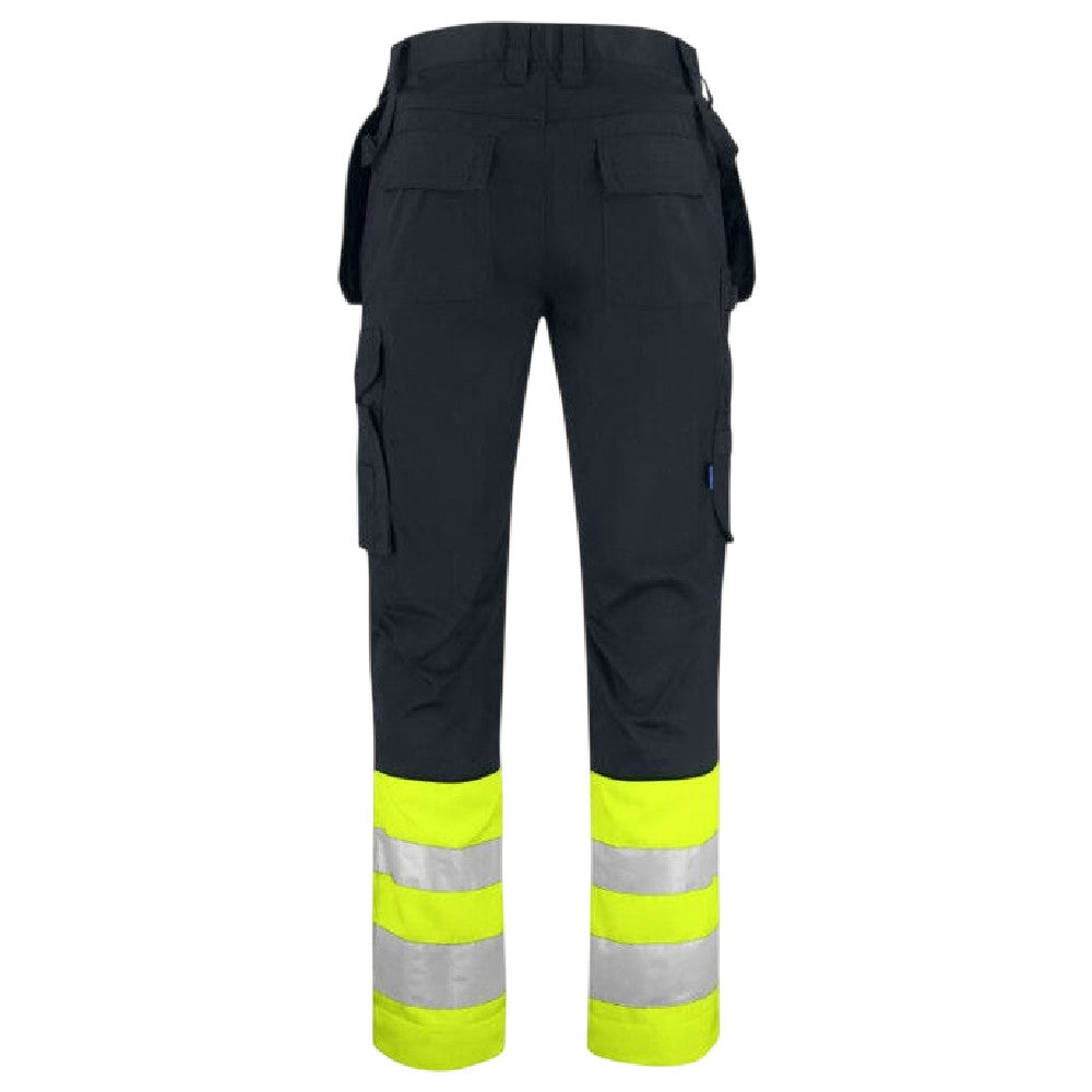 Yellow-Black - Back - Projob Mens Prio 6534 Class 1 Work Trousers