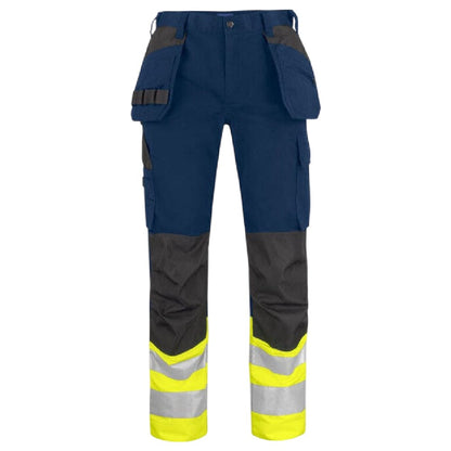 Yellow-Navy - Front - Projob Mens Prio 6534 Class 1 Work Trousers