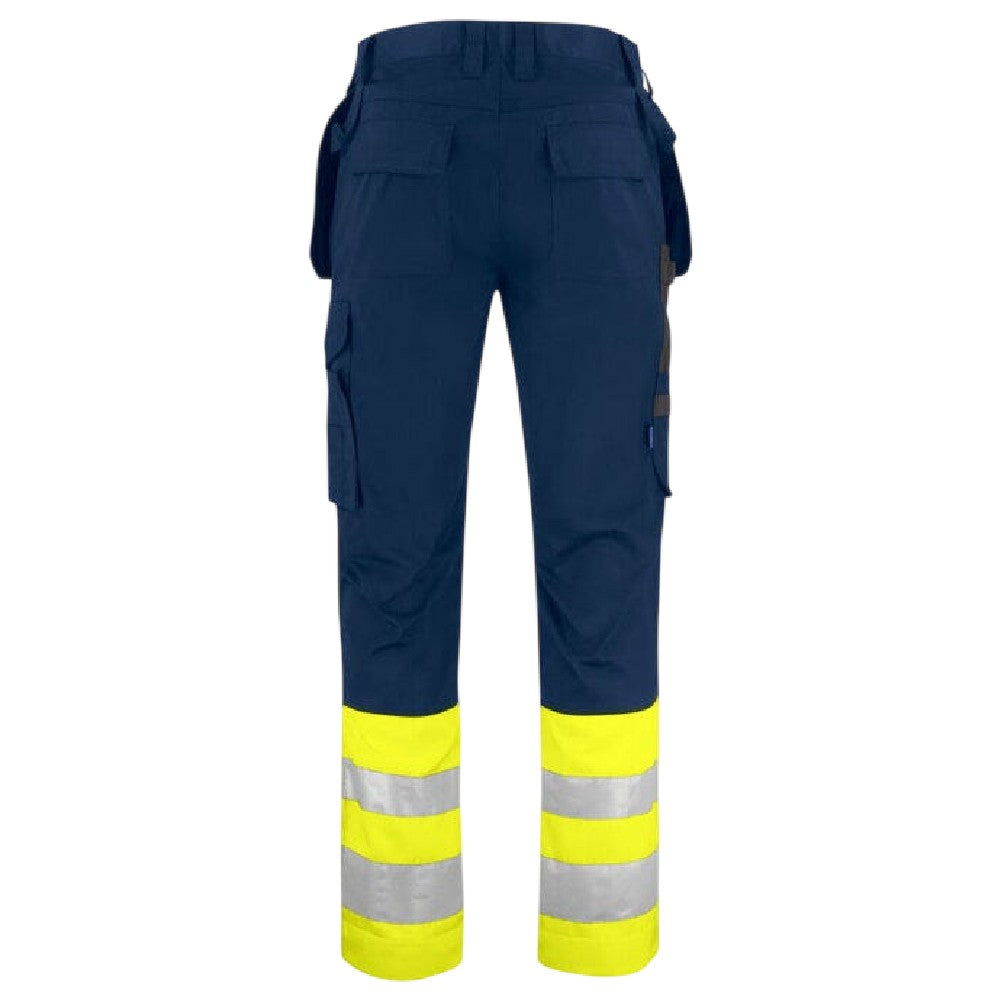 Yellow-Navy - Back - Projob Mens Prio 6534 Class 1 Work Trousers