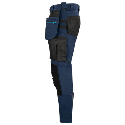 Navy - Side - Projob Mens 5550 Stretch Work Trousers