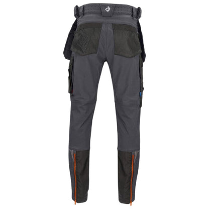 Grey - Back - Projob Mens 5550 Stretch Work Trousers