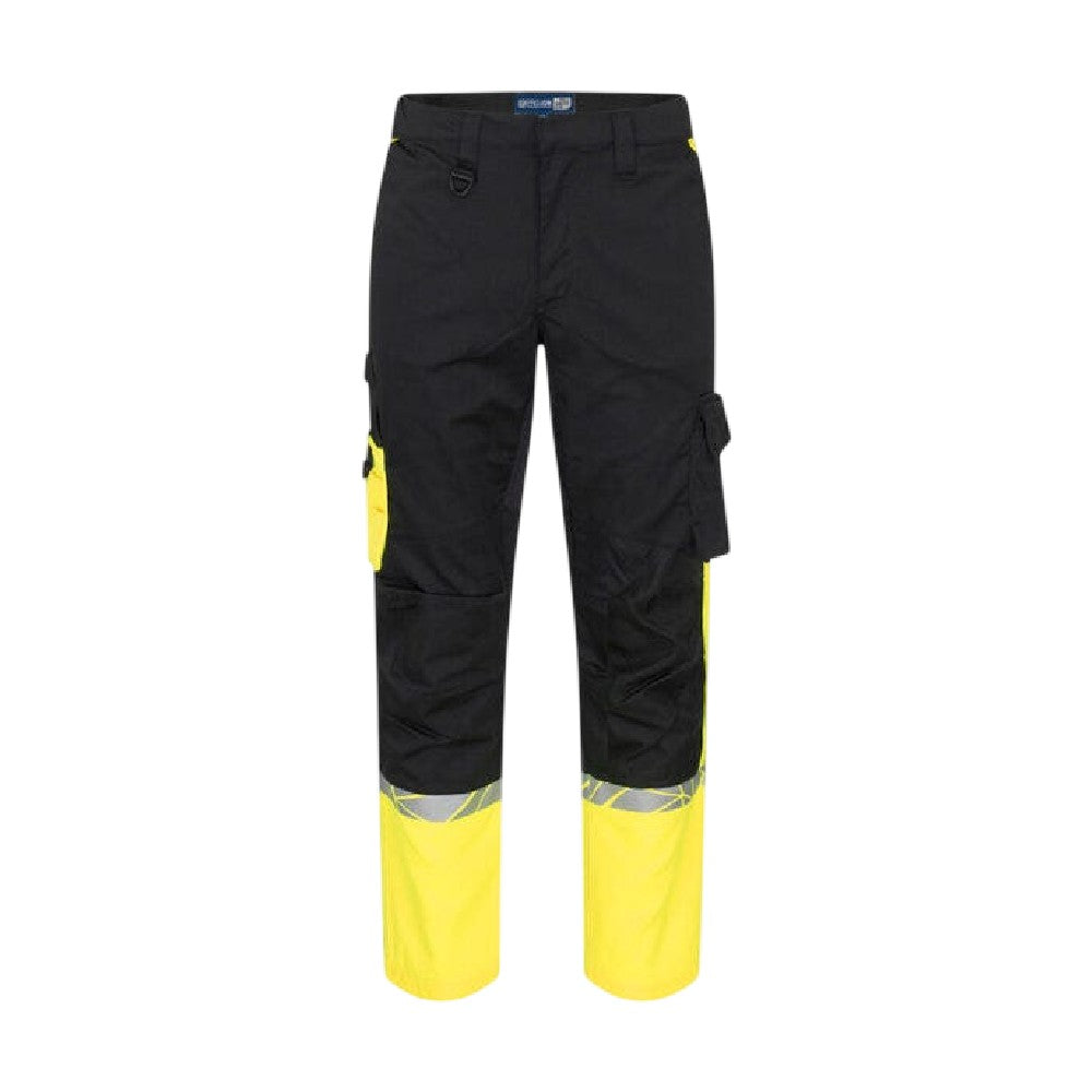 Black-Yellow - Front - Projob Mens 7507 Service Work Trousers