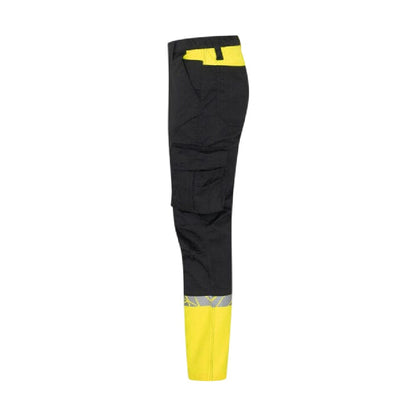 Black-Yellow - Side - Projob Mens 7507 Service Work Trousers