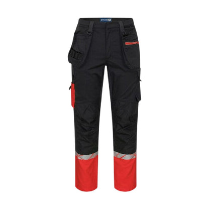 Black-Red - Front - Projob Mens Two Tone Work Trousers