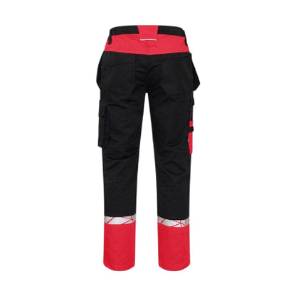 Black-Red - Back - Projob Mens Two Tone Work Trousers