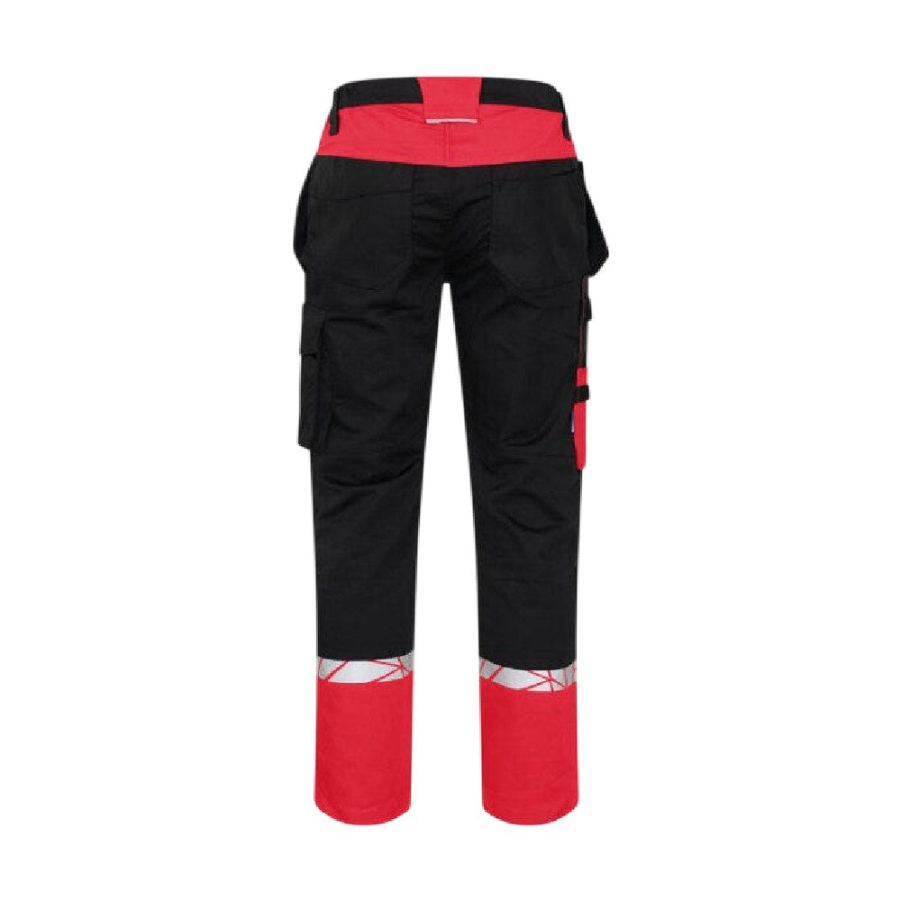 Black-Red - Back - Projob Mens Two Tone Work Trousers