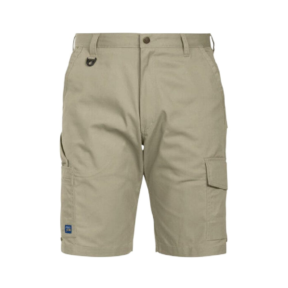 Khaki - Front - Projob Mens 2505 Plain Shorts