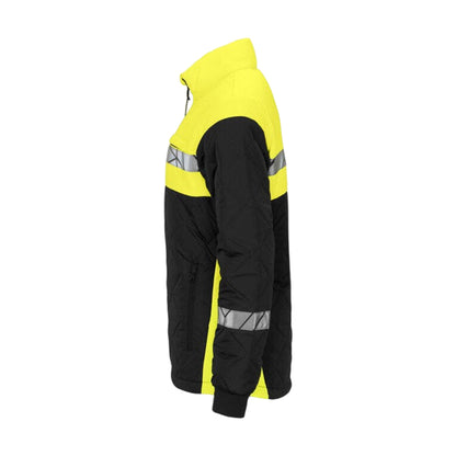 Black-Yellow - Side - Projob Womens-Ladies Progression 7421 Quilted Work Jacket