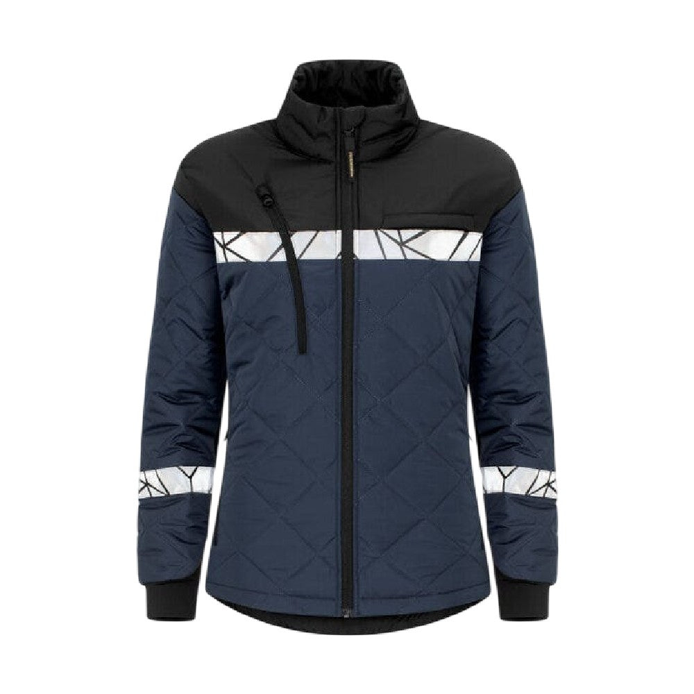 Navy-Black - Front - Projob Womens-Ladies Progression 7421 Quilted Work Jacket