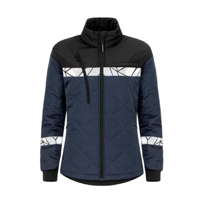 Navy-Black - Front - Projob Womens-Ladies Progression 7421 Quilted Work Jacket