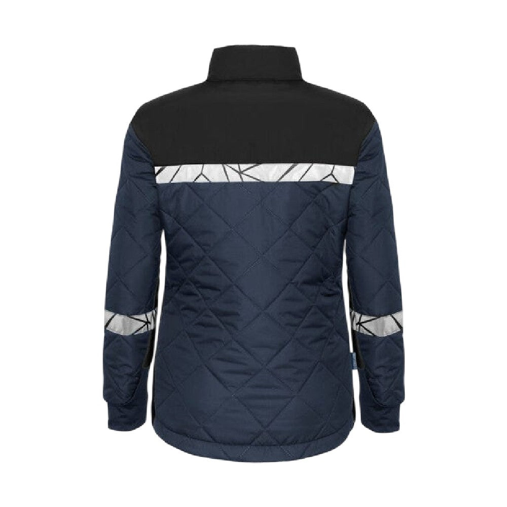 Navy-Black - Back - Projob Womens-Ladies Progression 7421 Quilted Work Jacket