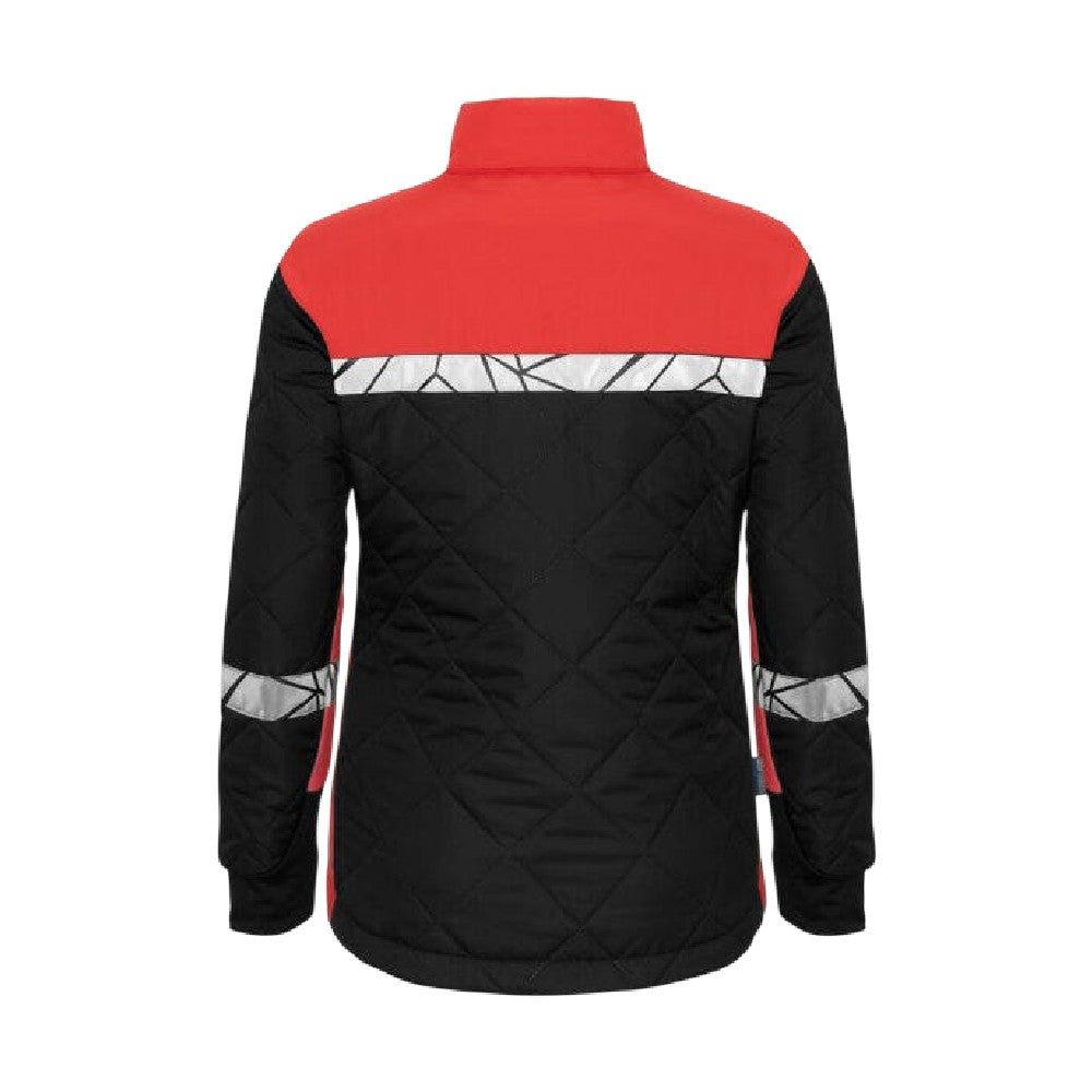 Black-Red - Back - Projob Womens-Ladies Progression 7421 Quilted Work Jacket