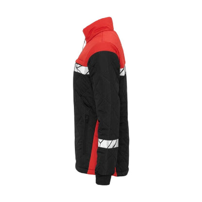 Black-Red - Side - Projob Womens-Ladies Progression 7421 Quilted Work Jacket