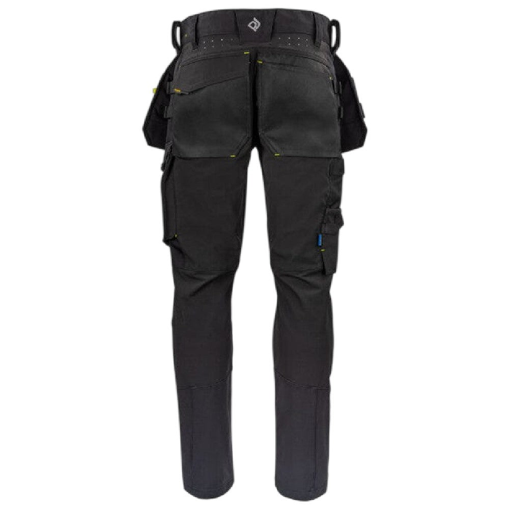Black - Back - Projob Mens 5551 Stretch Work Trousers