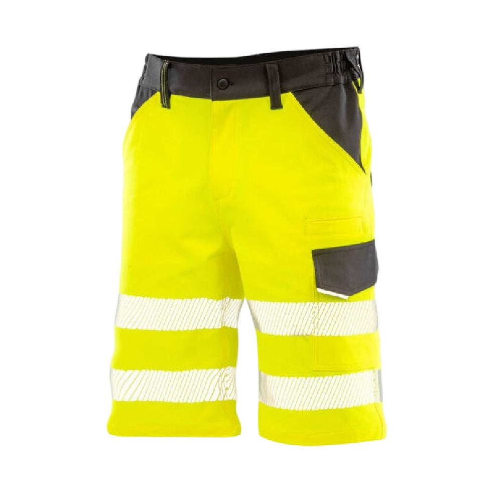 Fluorescent Yellow - Front - Result Safe-Guard Mens Dynamic Stretch Work Shorts