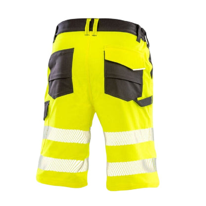 Fluorescent Yellow - Back - Result Safe-Guard Mens Dynamic Stretch Work Shorts