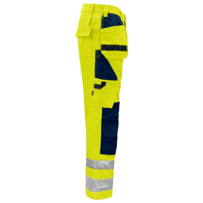 Yellow-Navy - Lifestyle - Projob Mens Prio 6531 Hi-Vis Work Trousers
