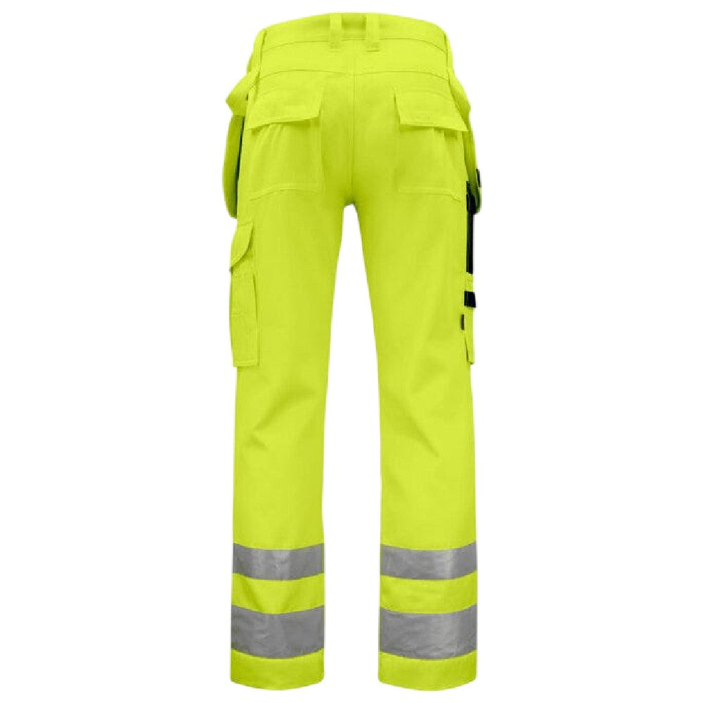 Yellow-Black - Back - Projob Mens Prio 6531 Hi-Vis Work Trousers