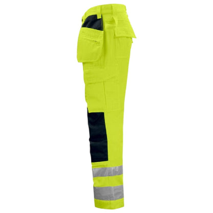 Yellow-Black - Side - Projob Mens Prio 6531 Hi-Vis Work Trousers