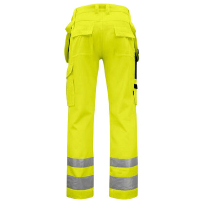 Yellow-Navy - Back - Projob Mens Prio 6531 Hi-Vis Work Trousers