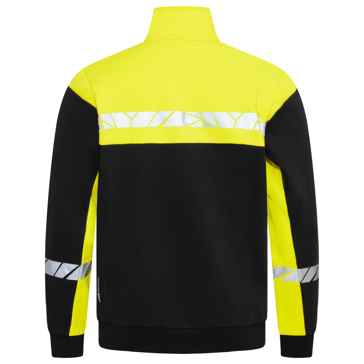 Black-Yellow - Back - Projob Mens Progression 7003 Full Zip Sweatshirt