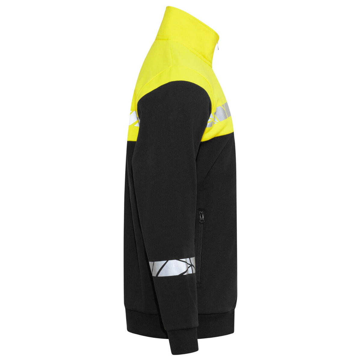 Black-Yellow - Side - Projob Mens Progression 7003 Full Zip Sweatshirt