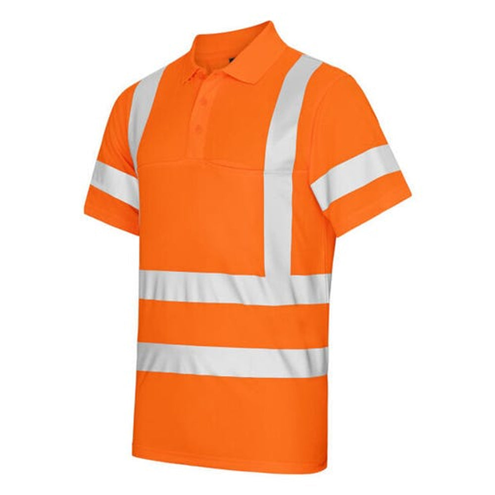 Orange - Pack Shot - Projob Mens Prio Pique High-Vis Polo Shirt