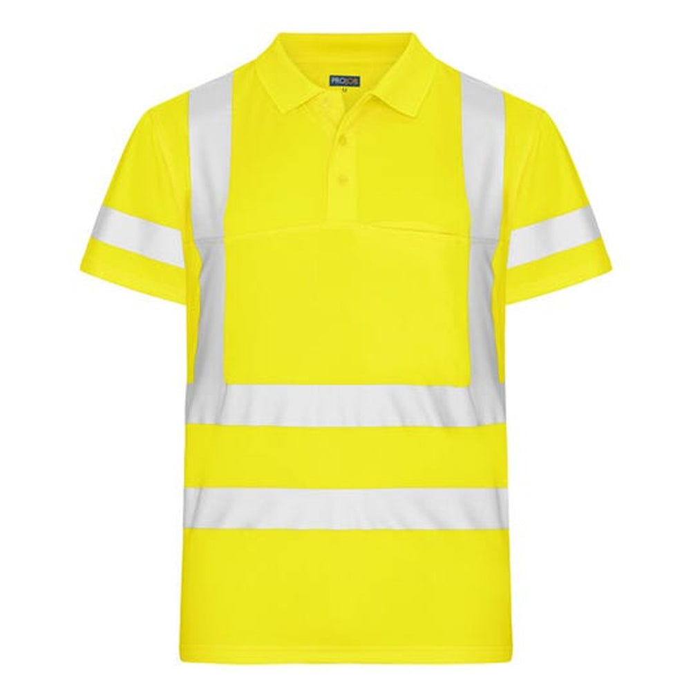 Yellow - Front - Projob Mens Prio Pique High-Vis Polo Shirt