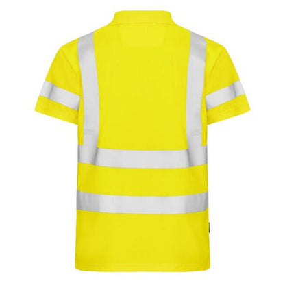 Yellow - Back - Projob Mens Prio Pique High-Vis Polo Shirt