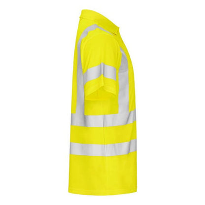 Yellow - Side - Projob Mens Prio Pique High-Vis Polo Shirt