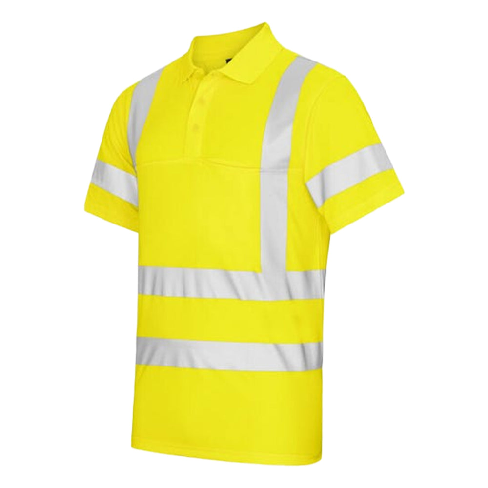 Yellow - Pack Shot - Projob Mens Prio Pique High-Vis Polo Shirt