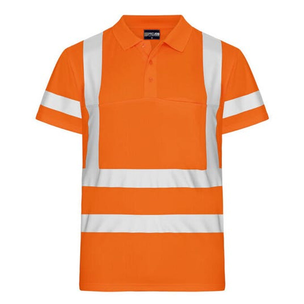 Orange - Front - Projob Mens Prio Pique High-Vis Polo Shirt