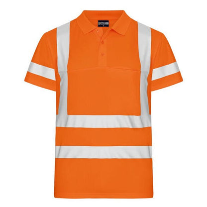 Orange - Front - Projob Mens Prio Pique High-Vis Polo Shirt