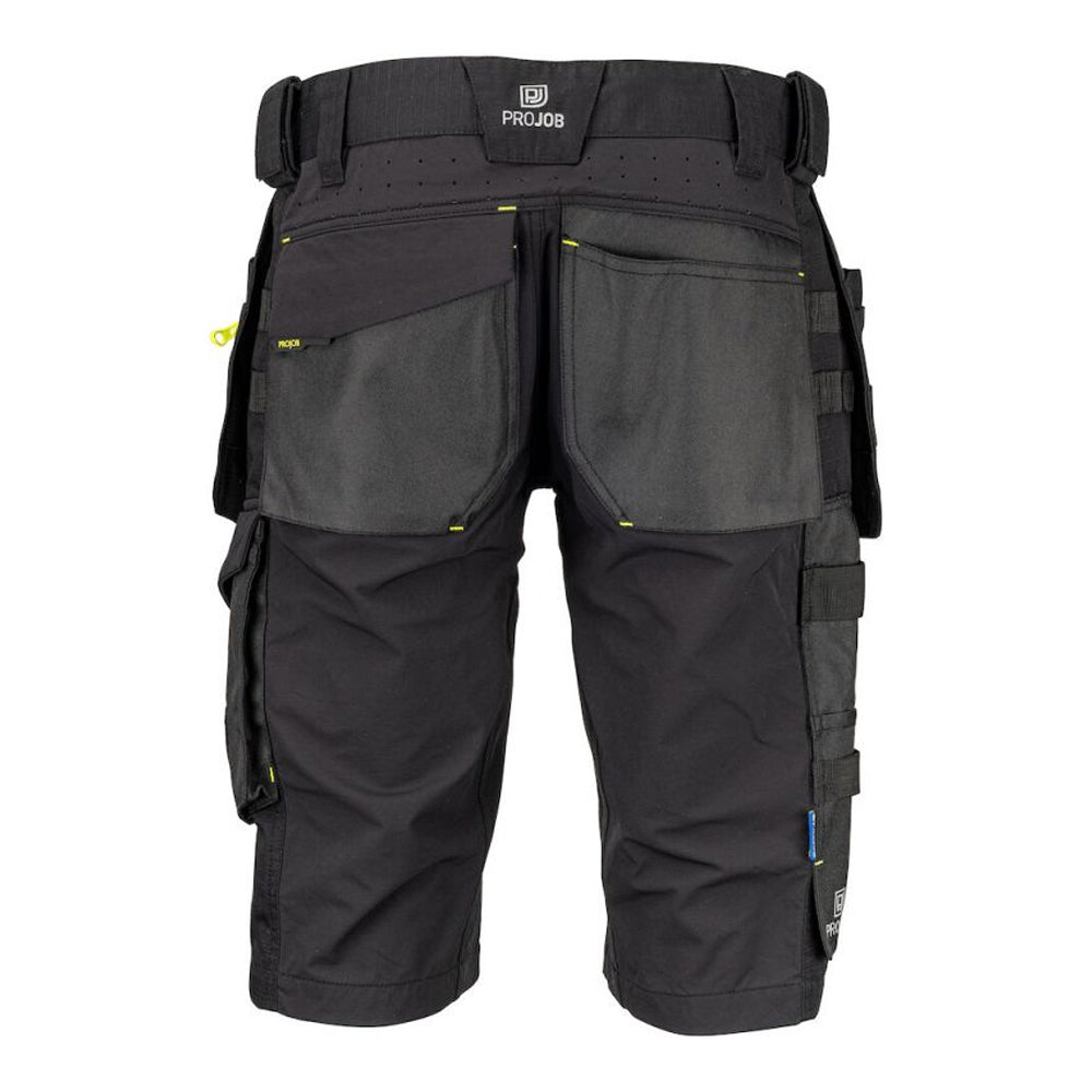 Black - Back - Projob Mens 5562 Stretch Holster Pocket Work Shorts