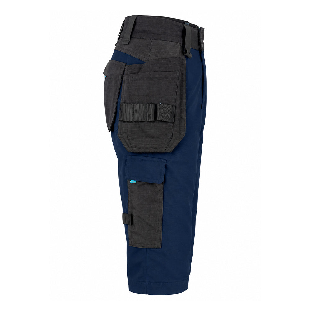 Navy - Side - Projob Mens 5562 Stretch Holster Pocket Work Shorts