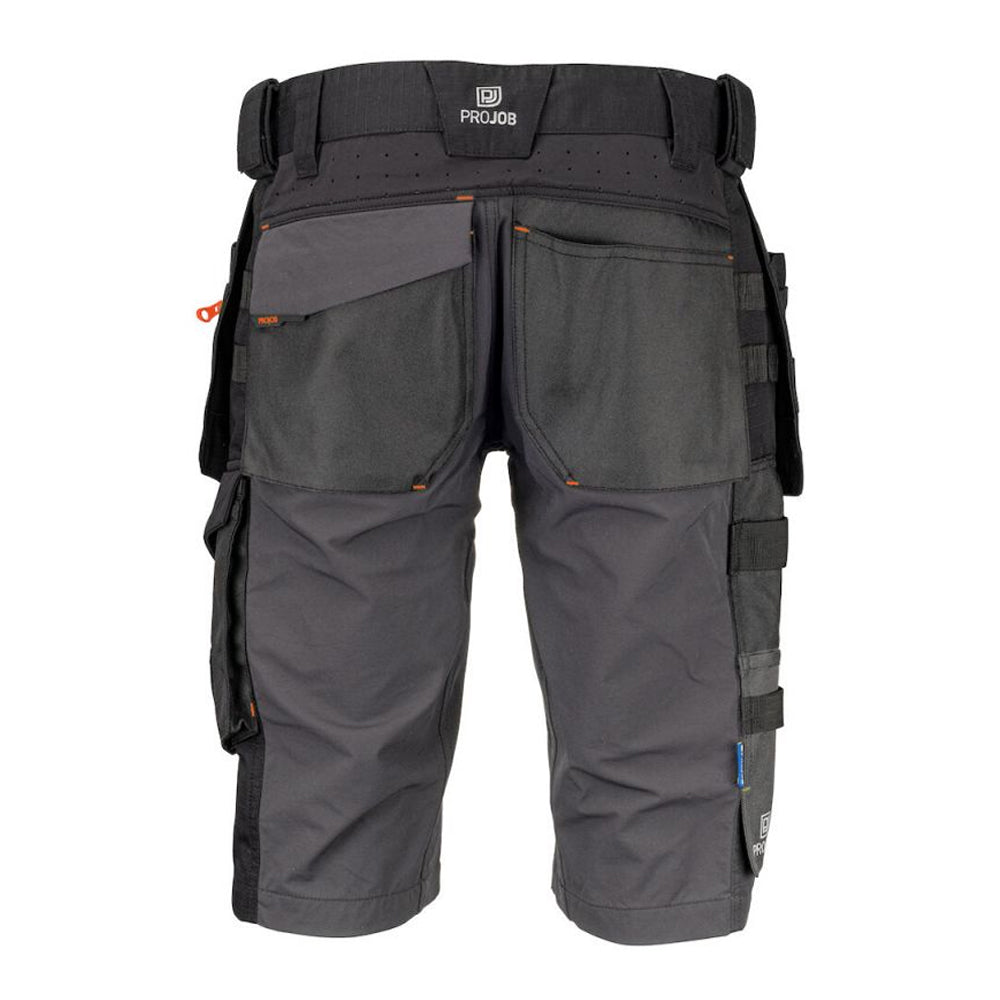 Grey - Back - Projob Mens 5562 Stretch Holster Pocket Work Shorts