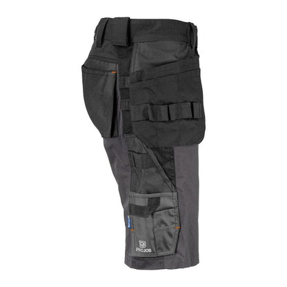 Grey - Side - Projob Mens 5562 Stretch Holster Pocket Work Shorts