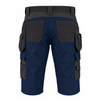 Navy - Back - Projob Mens 5562 Stretch Holster Pocket Work Shorts