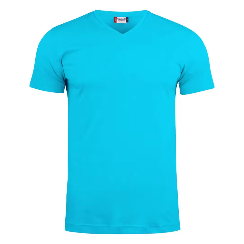 Turquoise - Front - Clique Mens Basic V Neck Short-Sleeved T-Shirt