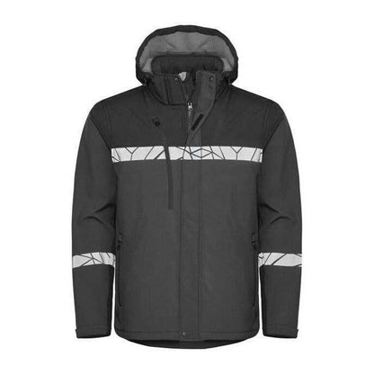 Grey-Black - Front - Projob Mens Progression 7400 Soft Shell Jacket