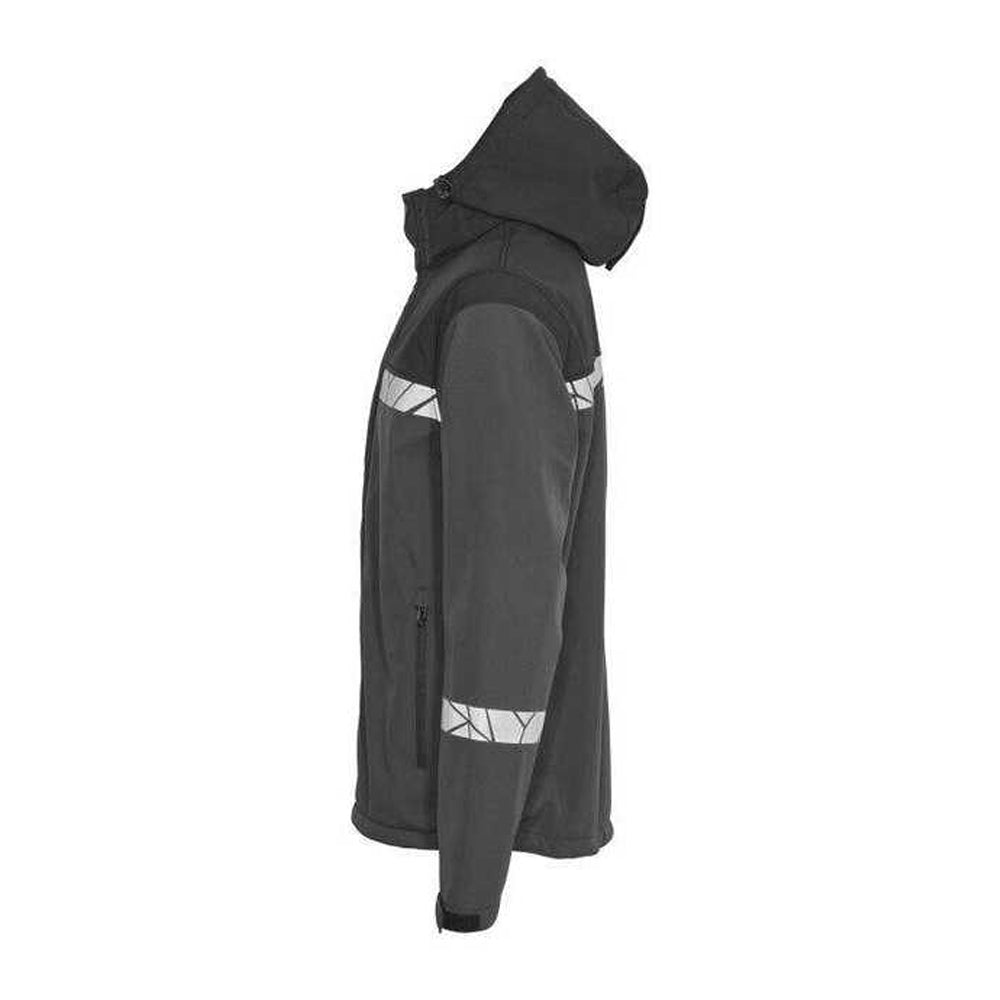 Grey-Black - Side - Projob Mens Progression 7400 Soft Shell Jacket