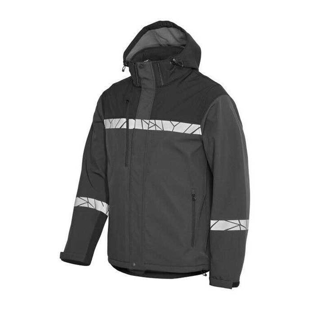 Grey-Black - Pack Shot - Projob Mens Progression 7400 Soft Shell Jacket