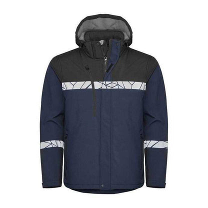 Navy-Black - Front - Projob Mens Progression 7400 Soft Shell Jacket