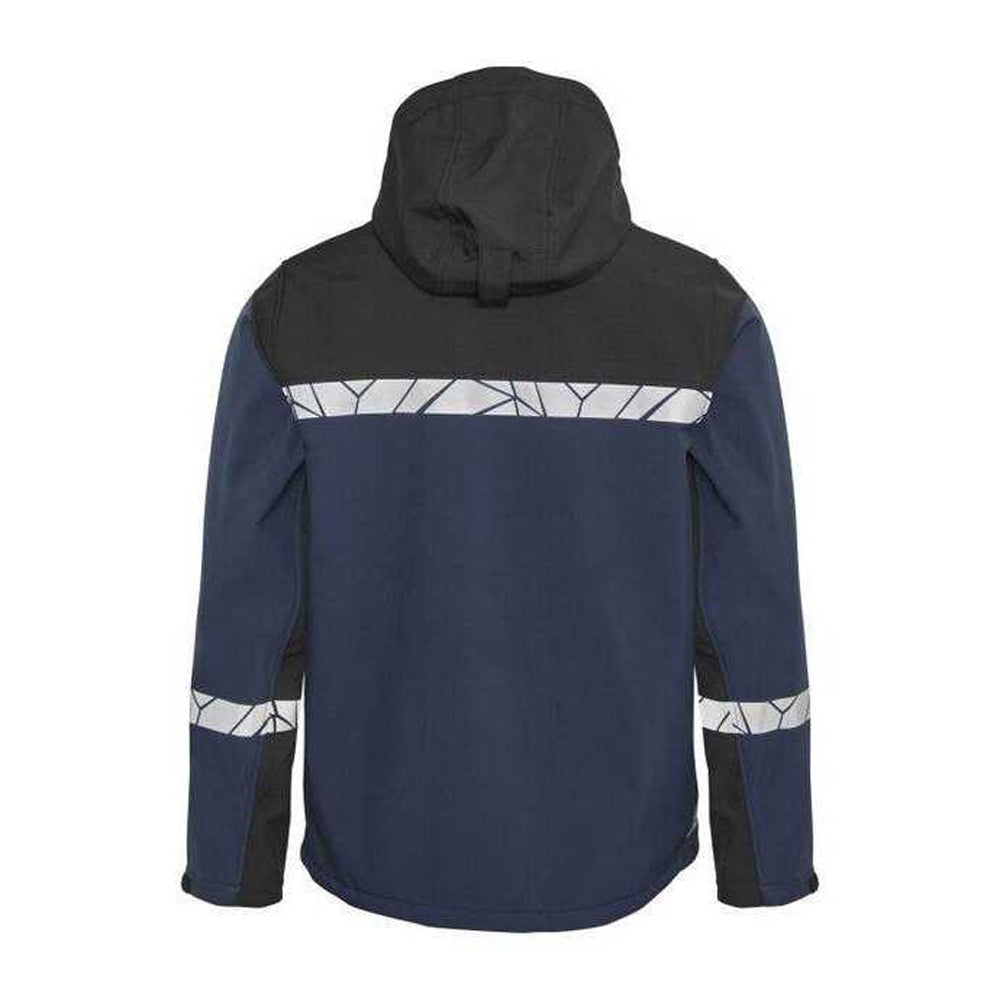 Navy-Black - Back - Projob Mens Progression 7400 Soft Shell Jacket