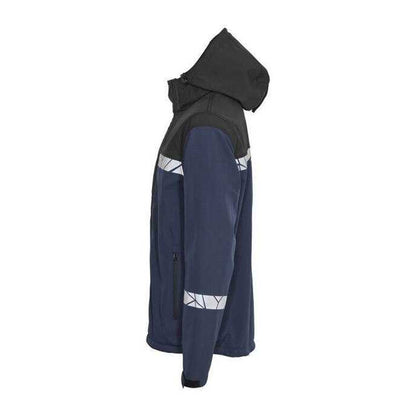 Navy-Black - Side - Projob Mens Progression 7400 Soft Shell Jacket