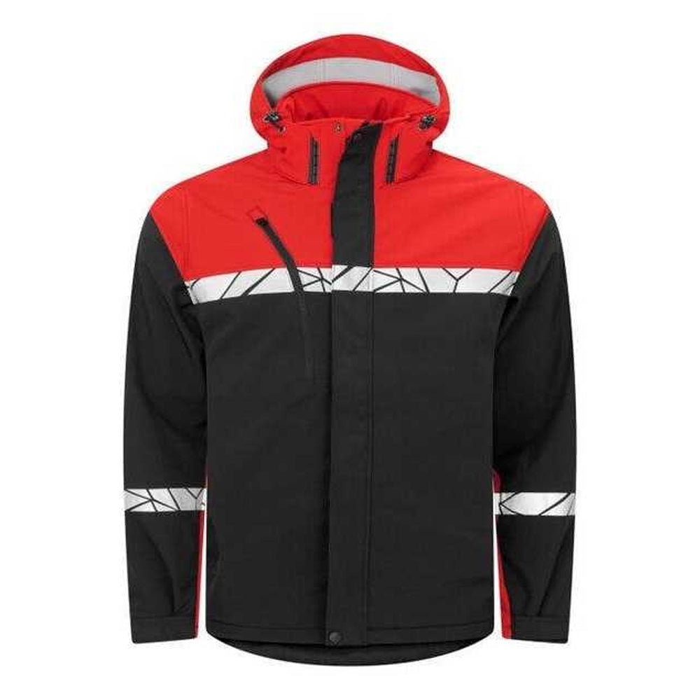 Black-Red - Front - Projob Mens Progression 7400 Soft Shell Jacket