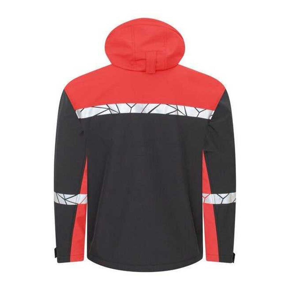 Black-Red - Back - Projob Mens Progression 7400 Soft Shell Jacket