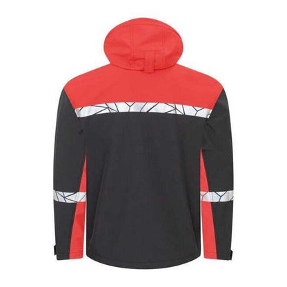 Black-Red - Back - Projob Mens Progression 7400 Soft Shell Jacket