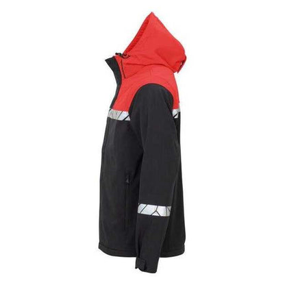 Black-Red - Side - Projob Mens Progression 7400 Soft Shell Jacket